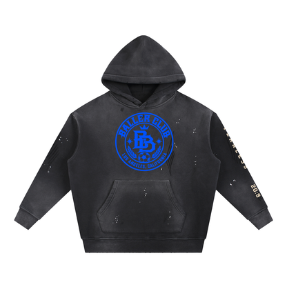 Adult size Baller Vintage Washed Frayed Fleece Hoodie