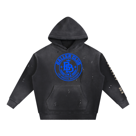 Adult size Baller Vintage Washed Frayed Fleece Hoodie
